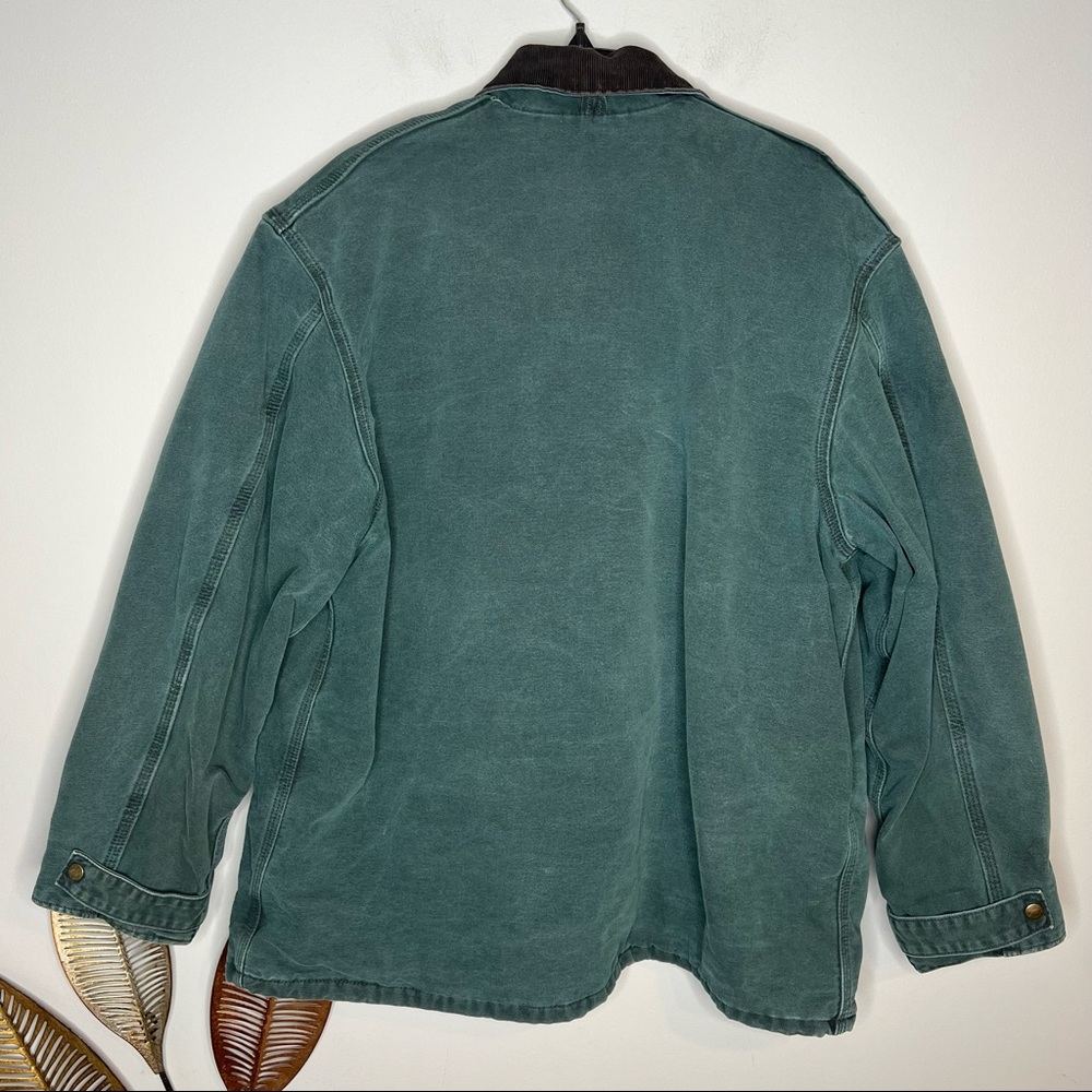 Vintage Carhartt Size L Blanket Lined Barnyard Barn Chore Coat Jacket Teal Green - Picture 8 of 8